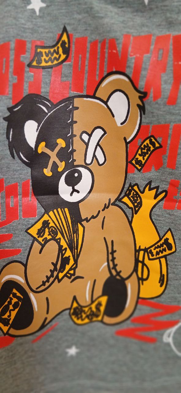 ست تیشرت و شلوارک پسرانه طرح خرس پولدار  | مینو پوشاک