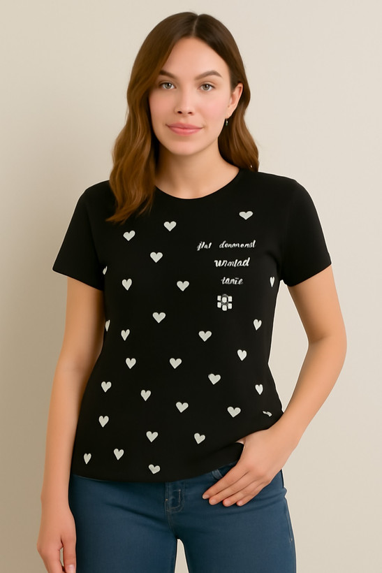 تیشرت نیم آستین قلبی | با عشق بدرخش ارزانسرای پوشاک مینو